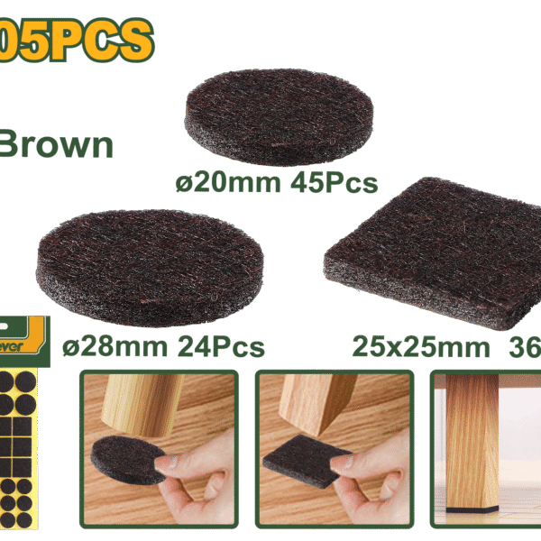 JADEVER Self Adhesive Pads Set – 105pcs, Mixed Sizes, Brown, 3mm Thick (JDPAS4111)