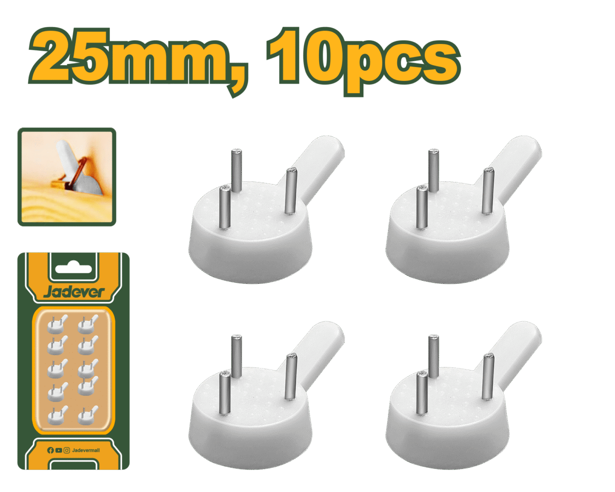 JADEVER 10pcs ABS Hardwall Picture Hangers – 25mm (JDPHK1K00)