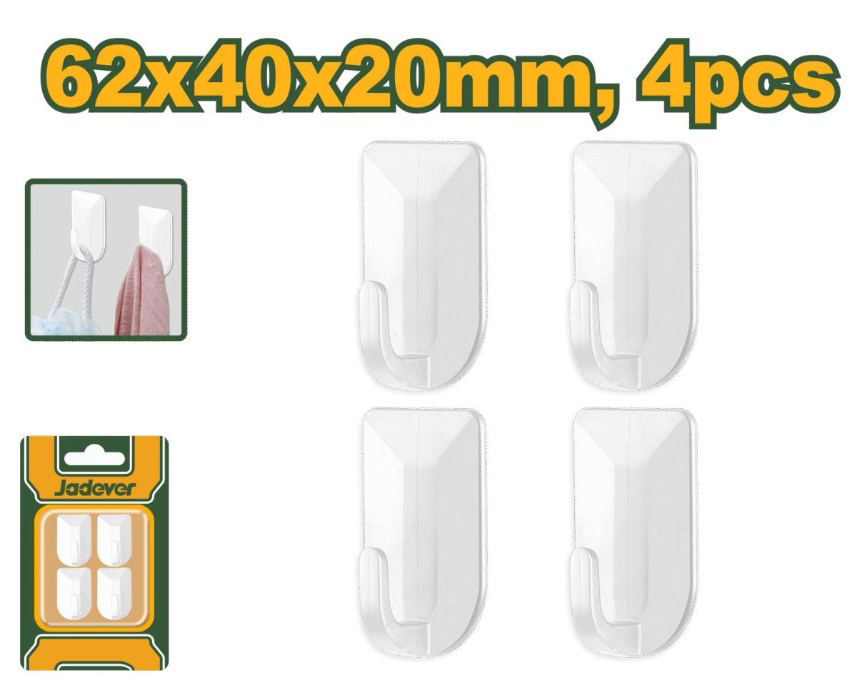 JADEVER 4pcs Heavy-Duty ABS Hardwall Picture Hangers – 62x40x20mm (JDPHK2K02)