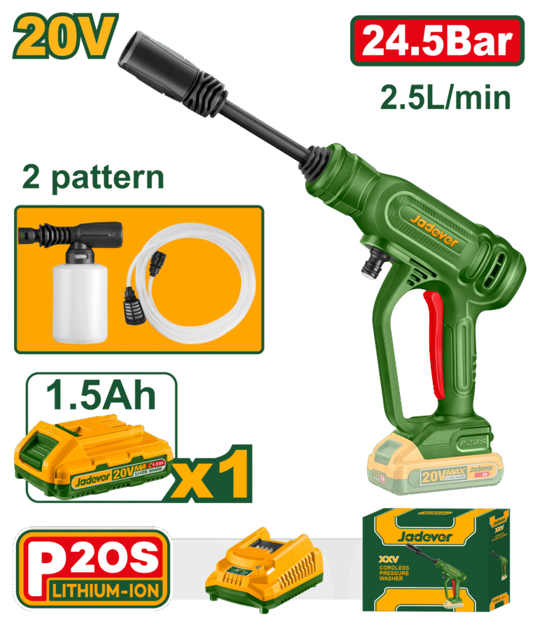 JADEVER Cordless Pressure Washer 20V – Portable High-Pressure Cleaning Kit (JDQX01202)