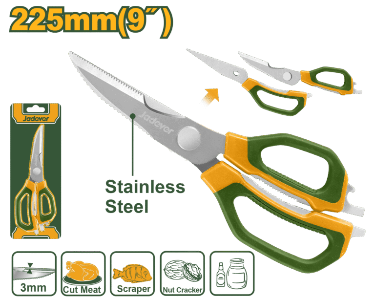JADEVER Multi-Function Kitchen Scissors – Stainless Steel 225mm (JDSX1605)