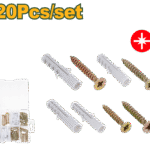 JADEVER 120 Pcs Chipboard Screw & Plastic Anchor Kit – Assorted Sizes, Carbon Steel (JDXT3B01)