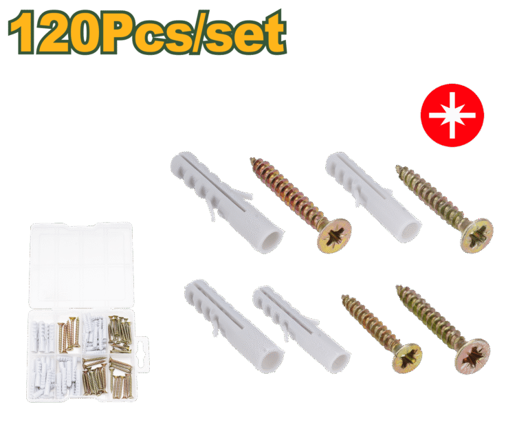 JADEVER 120 Pcs Chipboard Screw & Plastic Anchor Kit – Assorted Sizes, Carbon Steel (JDXT3B01)