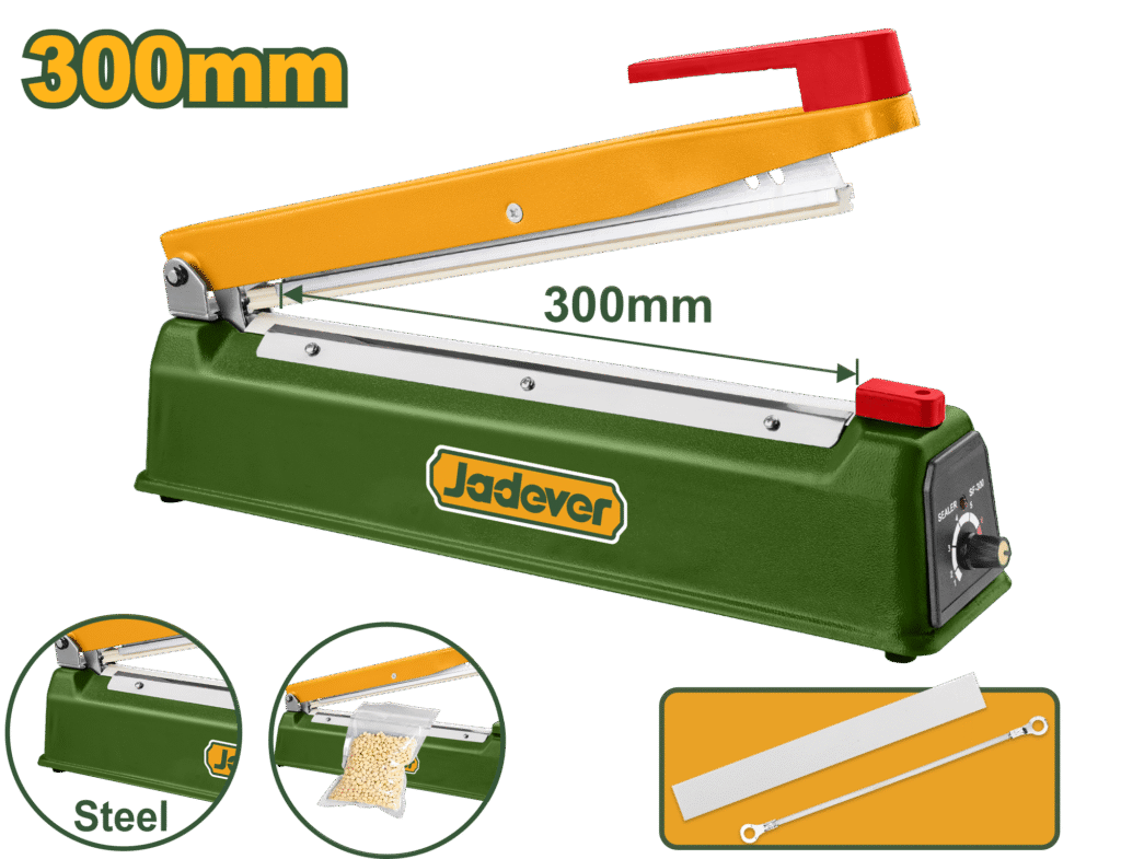 JADEVER Impulse Sealer Machine – 300mm, Adjustable Heat, Iron Body (JDXY1003)