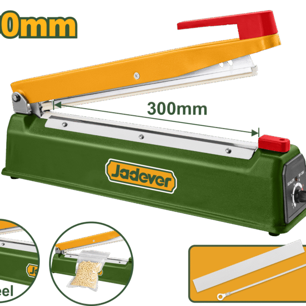 JADEVER Impulse Sealer Machine – 300mm, Adjustable Heat, Iron Body (JDXY1003)