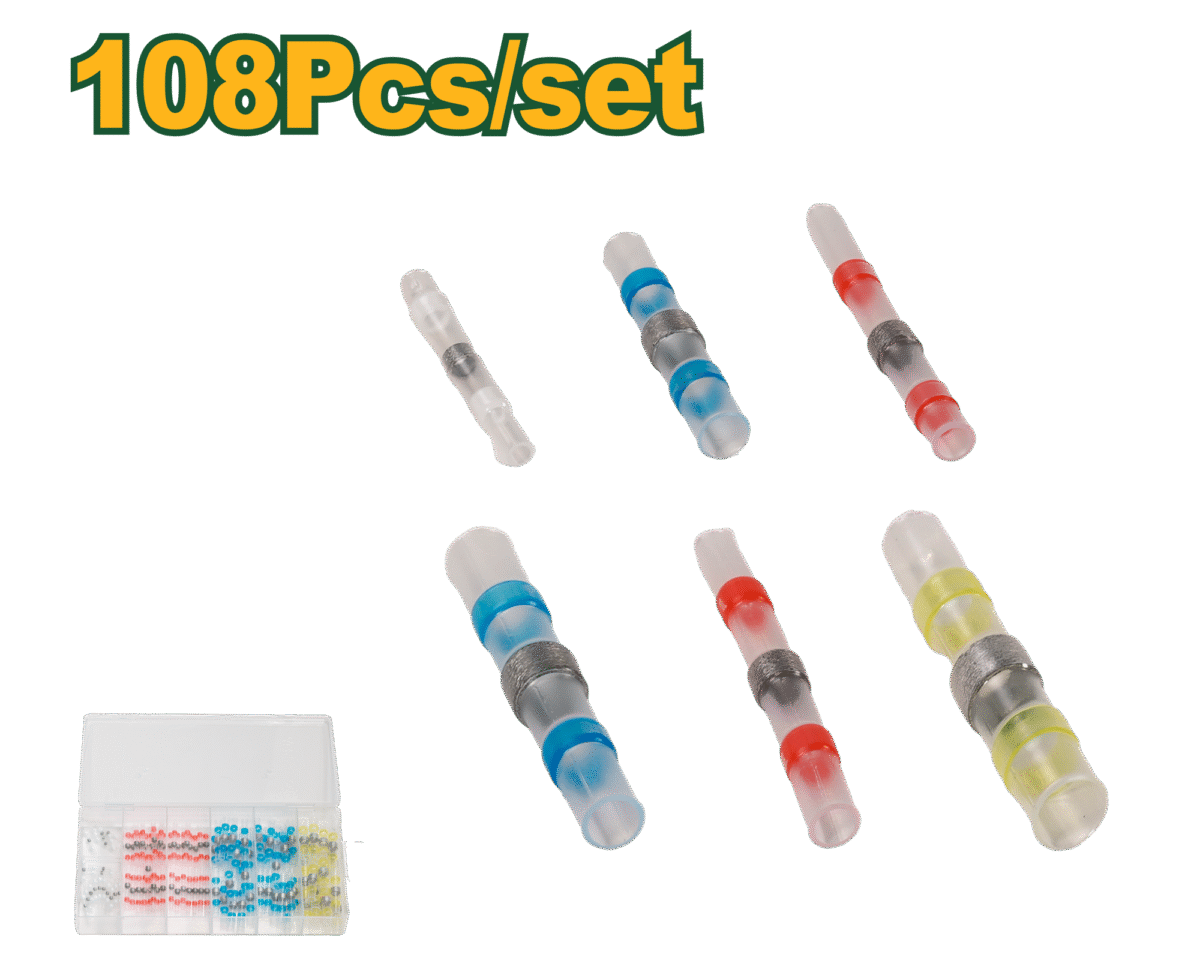 JADEVER 108 Pcs Solder Connector Set – Heat Shrink Wire Terminals Kit (JDYR1B01)