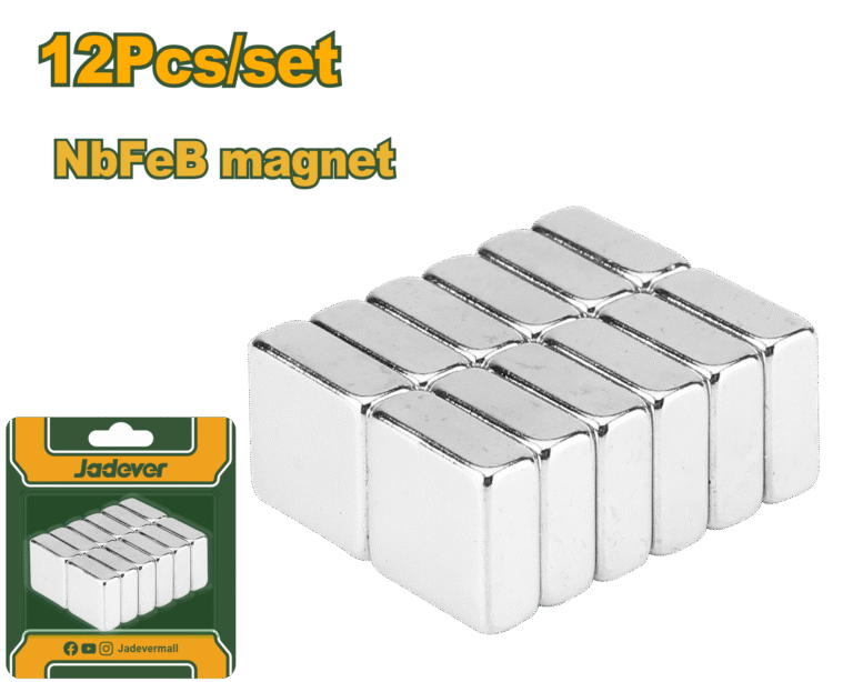 JADEVER 12pcs Neodymium Magnets Set – 10x10x104mm, Nickel Plated (JDZE1K12)