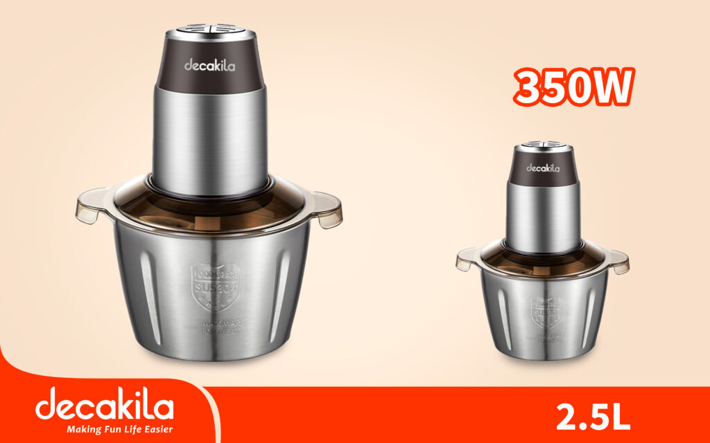 فرامة طعام كهربائية سعة 2.5 لتر – 350 واط، ستانلس ستيل، سرعتان وزر نبضي من ديكاكيلا (KEMG016M)