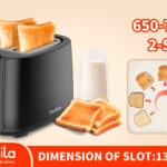 توستر كهربائي شريحتين – 750 واط، 7 درجات تحميص، وظائف إعادة التسخين والتذويب من ديكاكيلا (KETS008B)