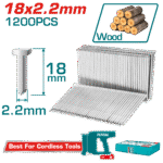 TOTAL Concrete Nails 18mm – 1200pcs, Precision Hardened for Fastening Tools (TAC12018)