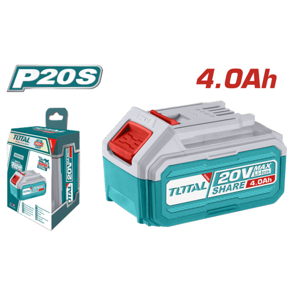 TOTAL 20V 4.0Ah Lithium-Ion Battery Pack with LED Indicator – P20S Series (TFBLI20021)
