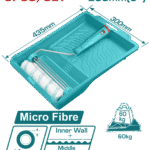 TOTAL Cylinder Brush 3-in-1 Set for Inner Wall – 230mm Microfiber Roller with Tray (THT811230912)