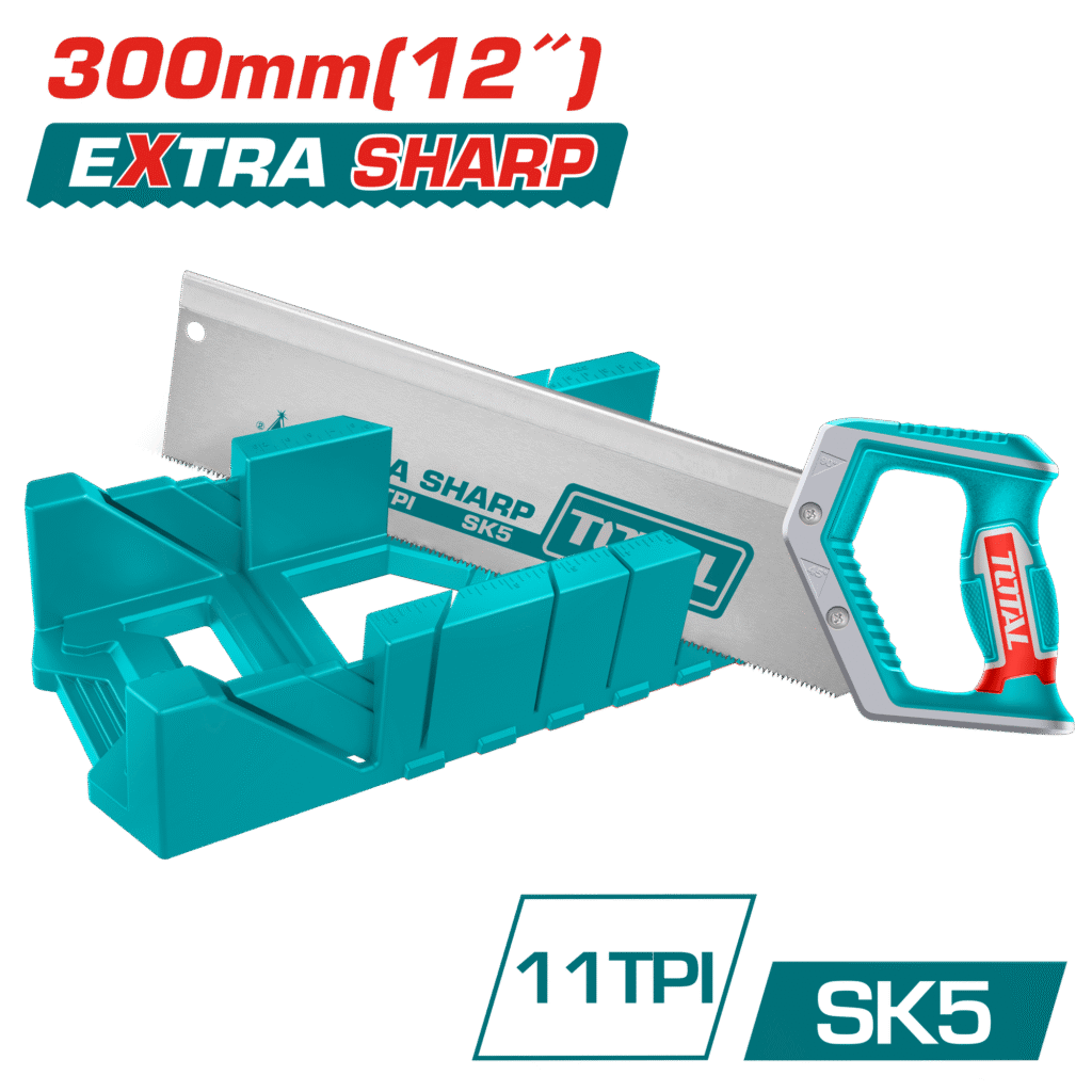 طقم منشار يدوي مع صندوق منشار زاوية 300مم | 12" – مقبض مريح وفولاذ SK5 من توتال (THTK591282)