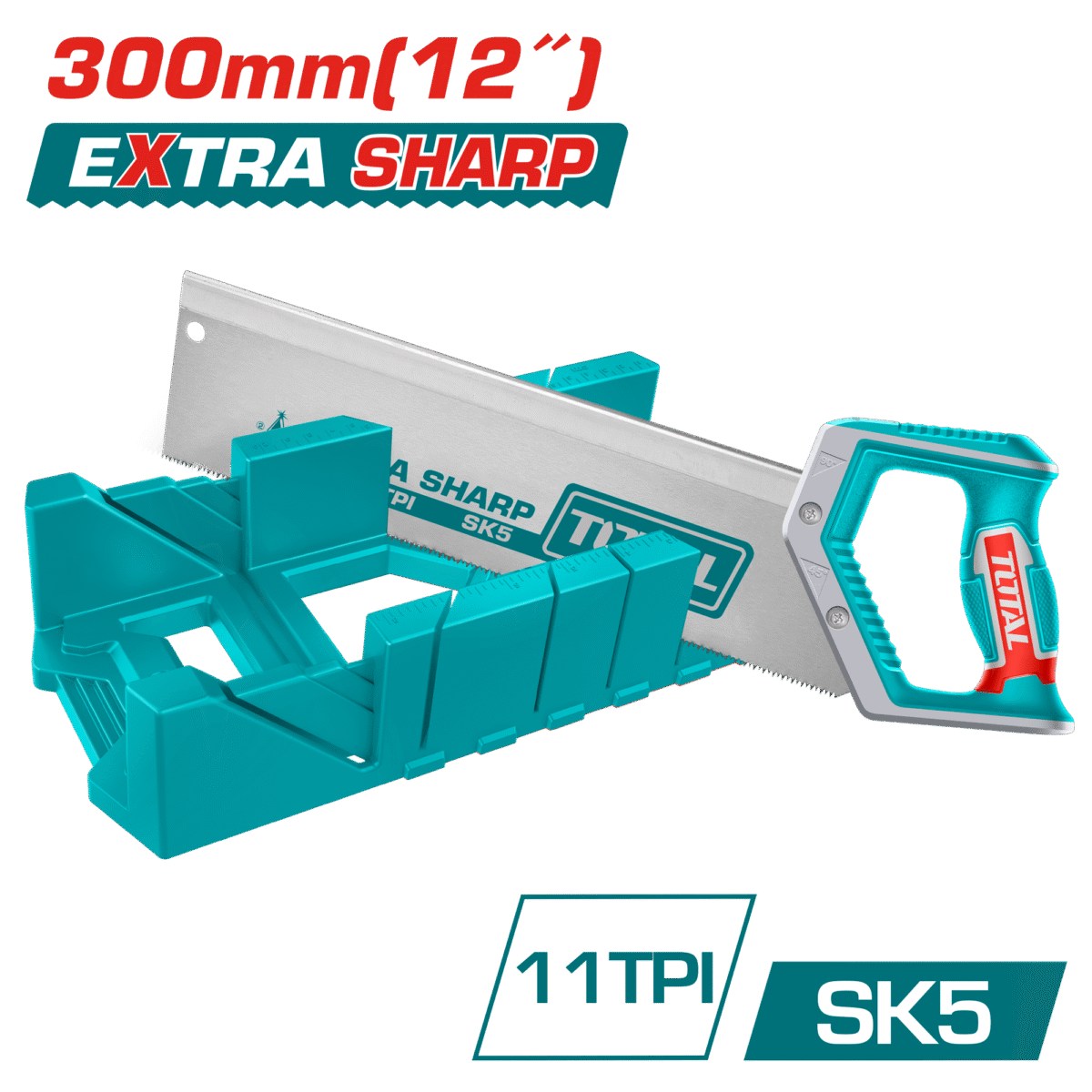 طقم منشار يدوي مع صندوق منشار زاوية 300مم | 12" – مقبض مريح وفولاذ SK5 من توتال (THTK591282)