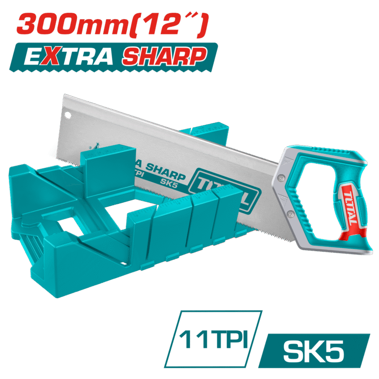 طقم منشار يدوي مع صندوق منشار زاوية 300مم | 12" – مقبض مريح وفولاذ SK5 من توتال (THTK591282)