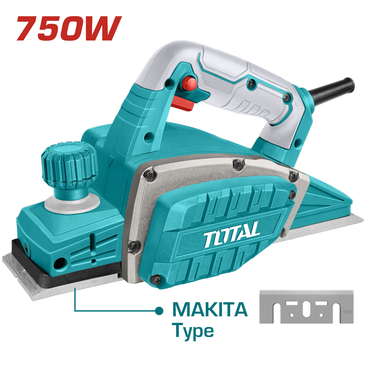 TOTAL Electric Planer 750W with 82mm Width & 2mm Depth – Heavy Duty Aluminum Base (TL7508226)