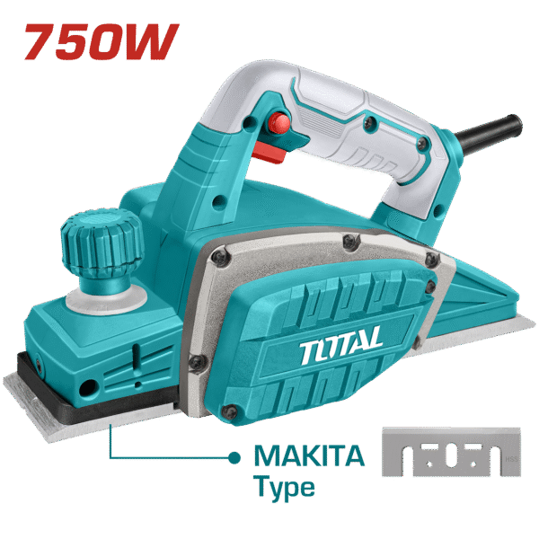TOTAL Electric Planer 750W with 82mm Width & 2mm Depth – Heavy Duty Aluminum Base (TL7508226)