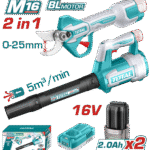 TOTAL Cordless 2pcs Combo Kit – 16V Brushless Gauge Straight Shear & Blower (TOSLI250385)