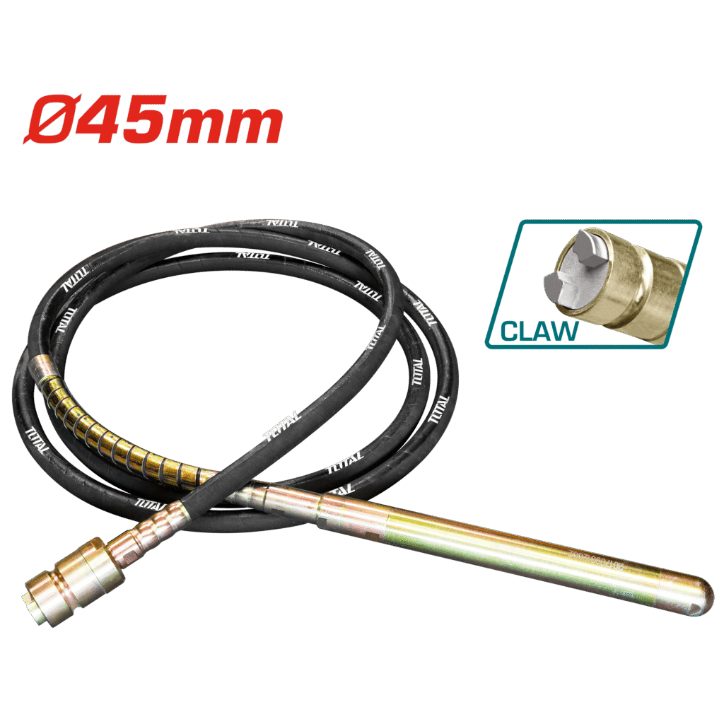 TOTAL 45mm Concrete Vibrator Poker – 6m Hose, 200Hz, Claw Coupling (TPVP1451)