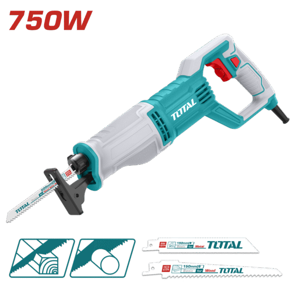 TOTAL Reciprocating Saw 750W with SDS Blade Change – Variable Speed 900-3300rpm (TS100756)