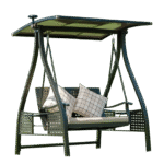 Two-Seat Outdoor Swing with Solar-Powered LED Roof – Aluminum Frame & Cushioned Seating