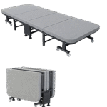 Foldable Guest Bed 190 x 90 cm – Portable Metal Frame with Adjustable Headrest & Wheels – Space-Saving Sofa Bed