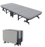 Foldable Guest Bed 190 x 90 cm – Portable Metal Frame with Adjustable Headrest & Wheels – Space-Saving Sofa Bed