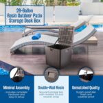 ⁦صندوق تخزين خارجي سعة 106 لتر من الراتنج – مقاوم للعوامل الجوية – غطاء قابل للإغلاق – تصميم مكعب 49.5 سم – بلون جافا⁩ - الصورة ⁦8⁩