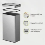 EKO MARVIS 45L Stainless Steel Sensor Trash Bin – Touchless, Soft Close, Deodorizer - Image 7