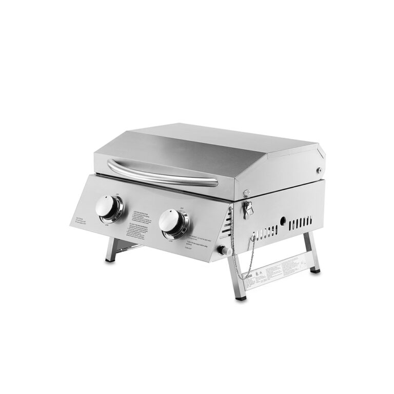 Portable Outdoor Gas BBQ Grill – 2-Burner Stainless Steel with Foldable Legs