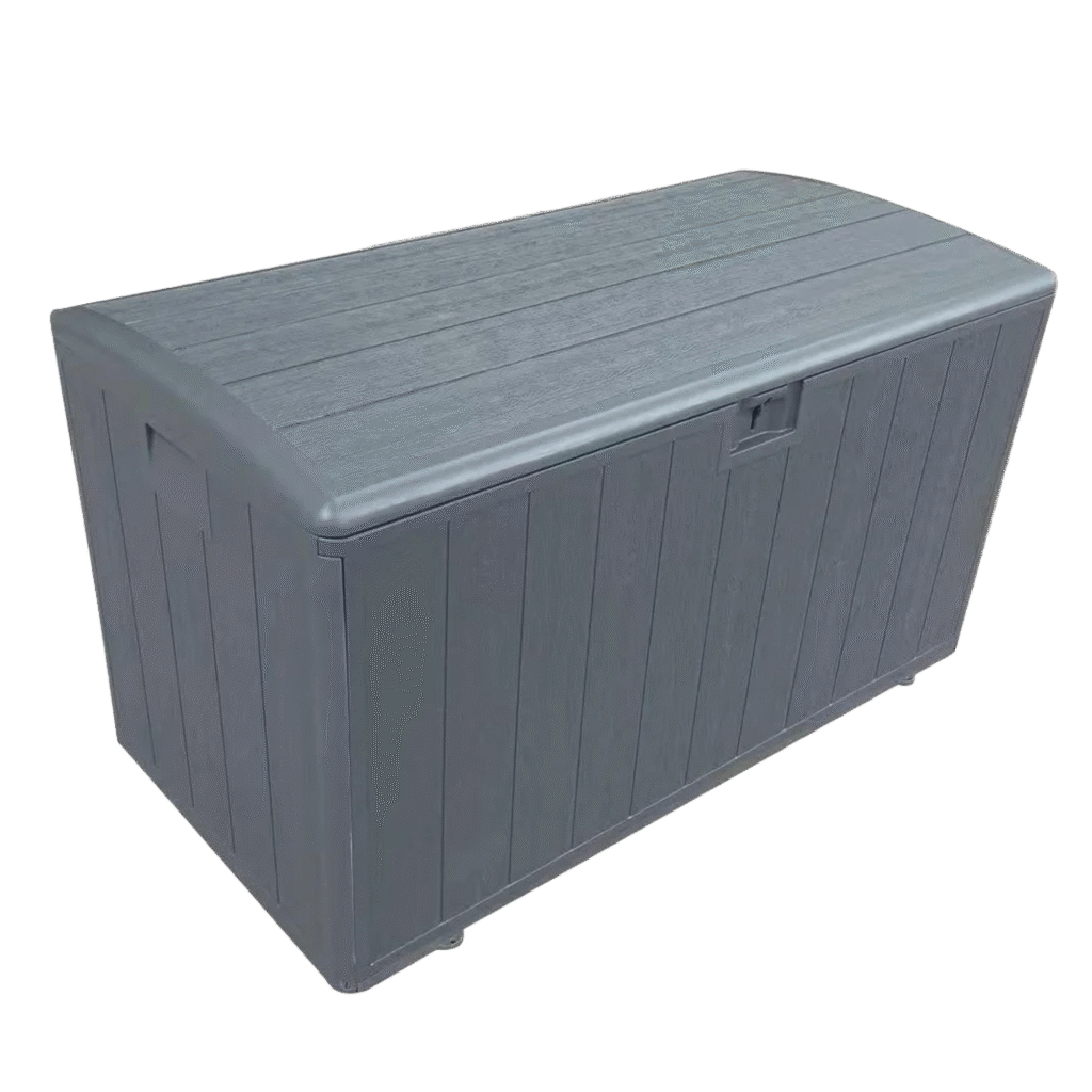 صندوق تخزين خارجي رمادي HDPE – سعة 397 لتر – 123 × 63 × 65 سم