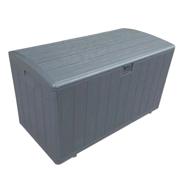 صندوق تخزين خارجي رمادي HDPE – سعة 397 لتر – 123 × 63 × 65 سم