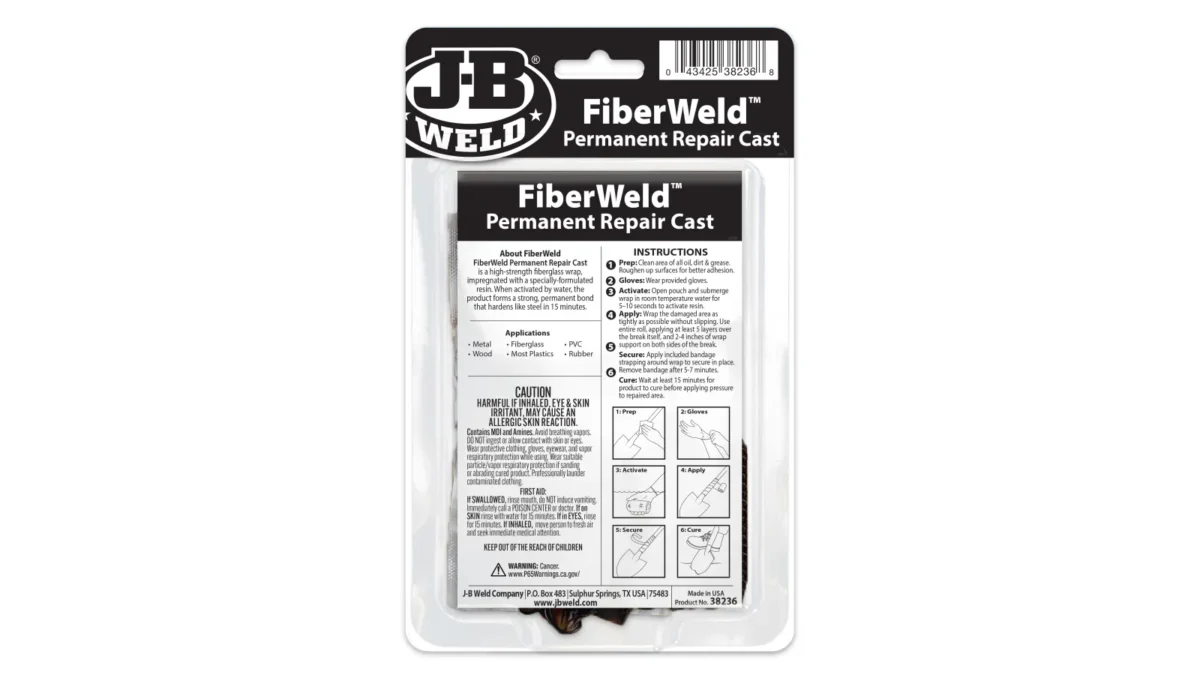⁦FiberWeld™ | لاصق للتصليح الدائم – شريط فايبرغلاس يتصلب بالماء (1500 PSI)⁩ - الصورة ⁦2⁩