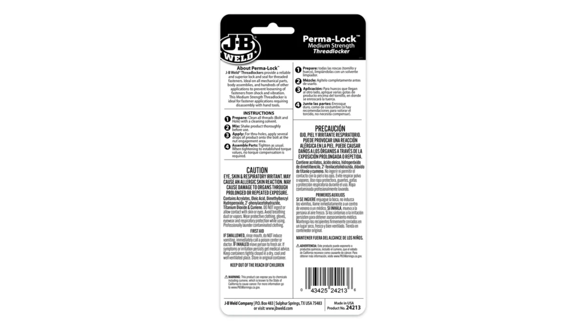 ⁦J-B Weld™ Perma-Lock | لاصق تثبيت براغي متوسط القوة الأزرق – سعة 13 مل⁩ - الصورة ⁦2⁩