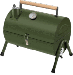 شواية فحم محمولة صغيرة قابلة للطي – تصميم أسطواني للشواء في الهواء الطلق باللون الأخضر