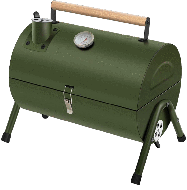 شواية فحم محمولة صغيرة قابلة للطي – تصميم أسطواني للشواء في الهواء الطلق باللون الأخضر
