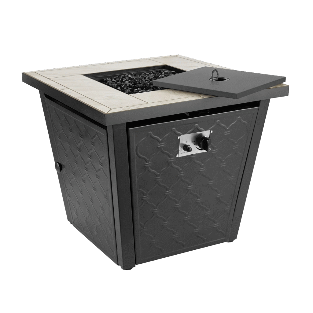 Better Homes & Gardens River Oaks 30” Square Tile Top Gas Fire Pit Table – 50,000 BTU