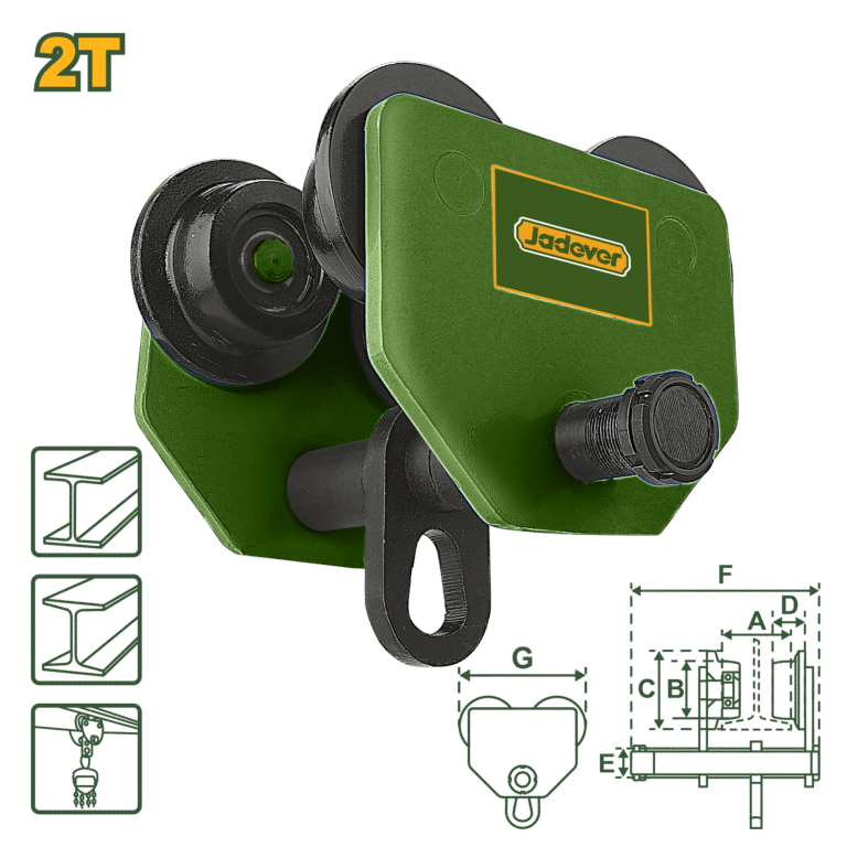 JADEVER Hand Push Manual Trolley – 2 Ton Capacity | Adjustable Beam Width 94–124mm (JDCK4520)