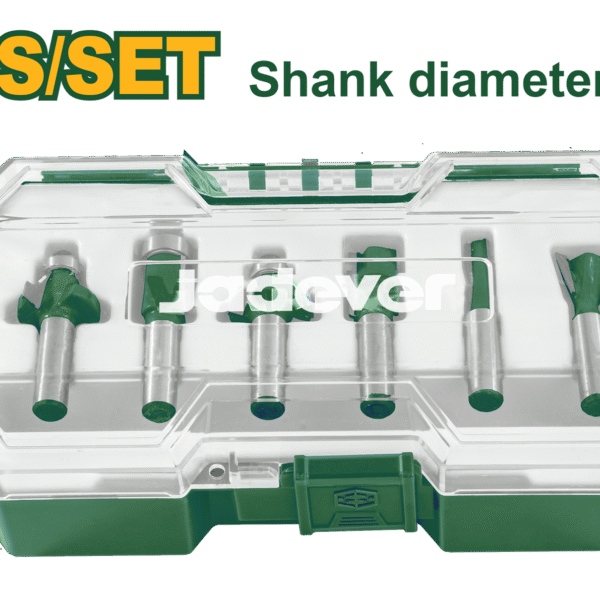 JADEVER 6 Pcs Router Bits Set – 6mm Shank with Core, Round, Straight, Flush Trim, and Dovetail Bits (JDRKSR0106)