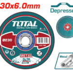 فيبر جلخ معدني 230مم | 9" × 6.0مم × 22.2مم – بوجه منخفض من توتال (TAC2232301)