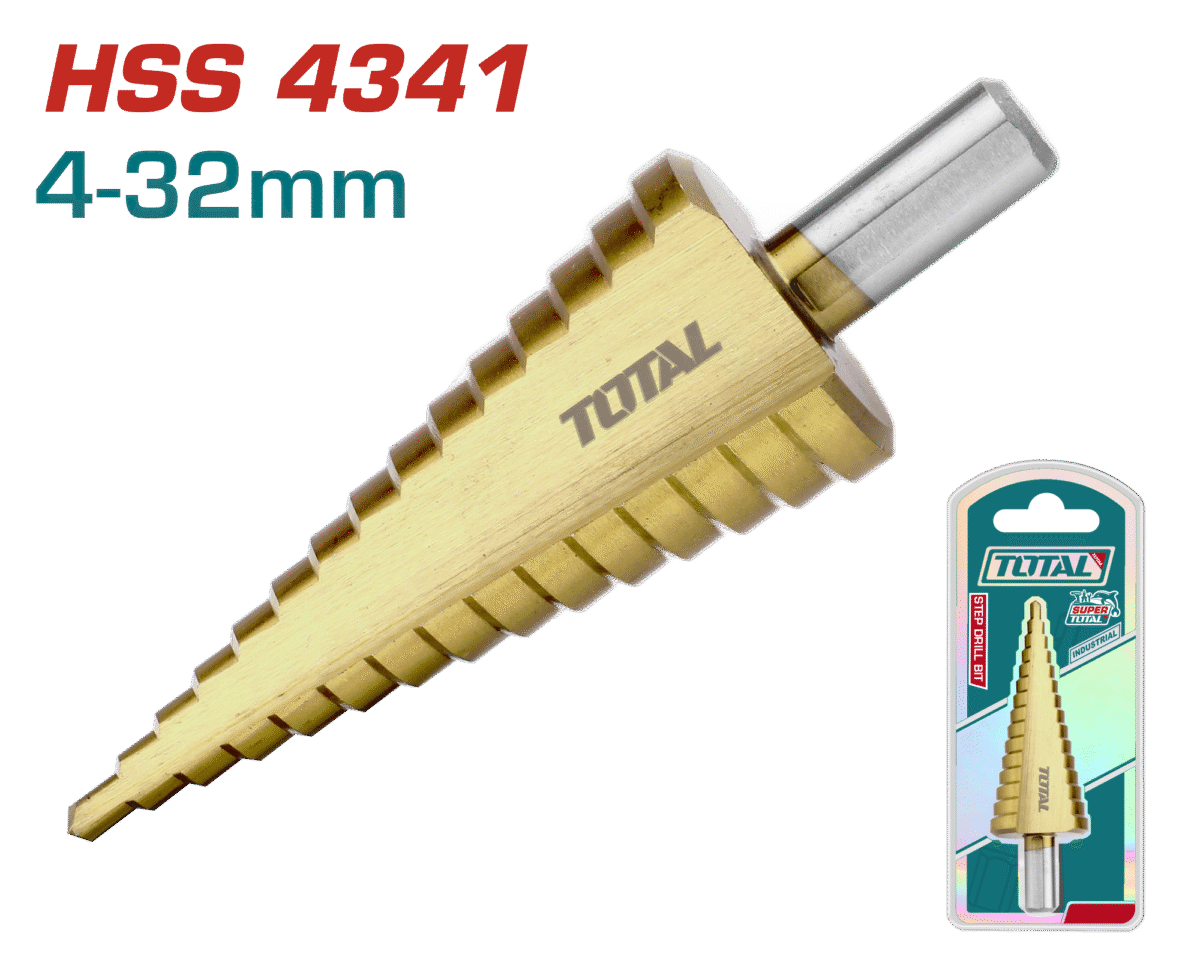 ريشة درل متدرجة HSS4341 – مقاس 4-32مم بطبقة تيتانيوم من توتال (TAC43201)