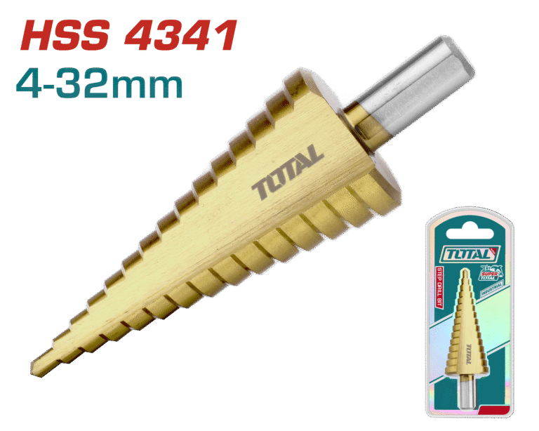 ريشة درل متدرجة HSS4341 – مقاس 4-32مم بطبقة تيتانيوم من توتال (TAC43201)