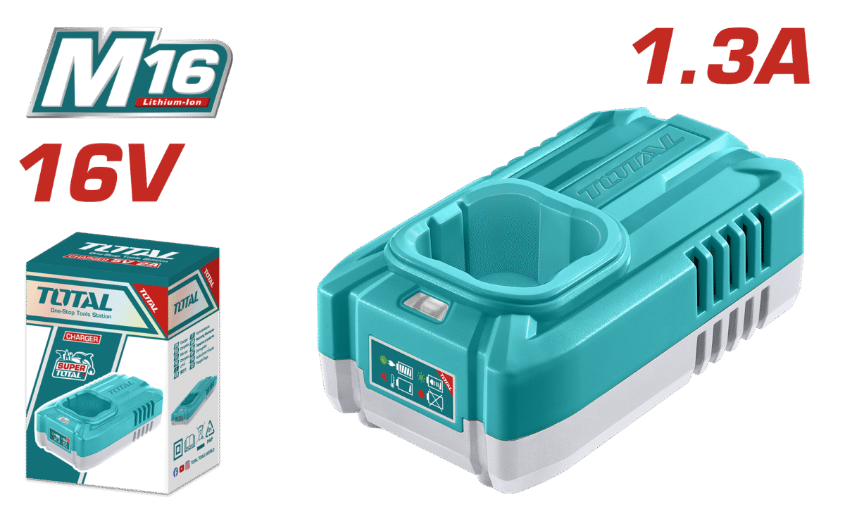 TOTAL M16 Battery Charger 16V – 1.3A Output (TFCLI1613)