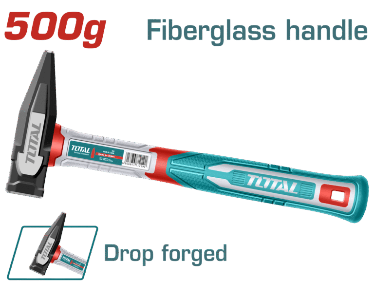 TOTAL Machinist Hammer 500g – Fiberglass Handle, Drop-Forged Head (THMH62500)