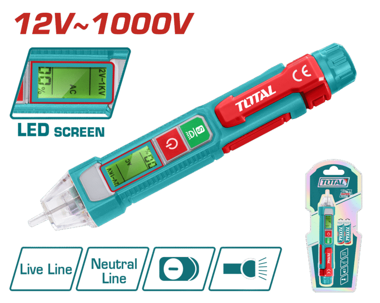 TOTAL AC Voltage Detector – 12V~1000V with Sound & Light Alarm (THT210003)