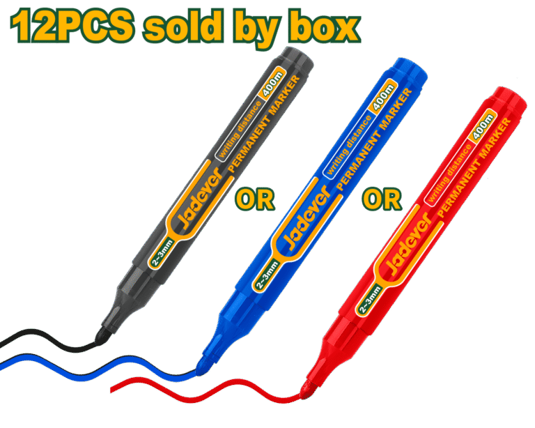 JADEVER Permanent Marker Set – 12pcs Black or Blue or red | Quick-Drying, Multi-Surface Ink (JDJM1501 / JDJM1502 / JDJM1503)