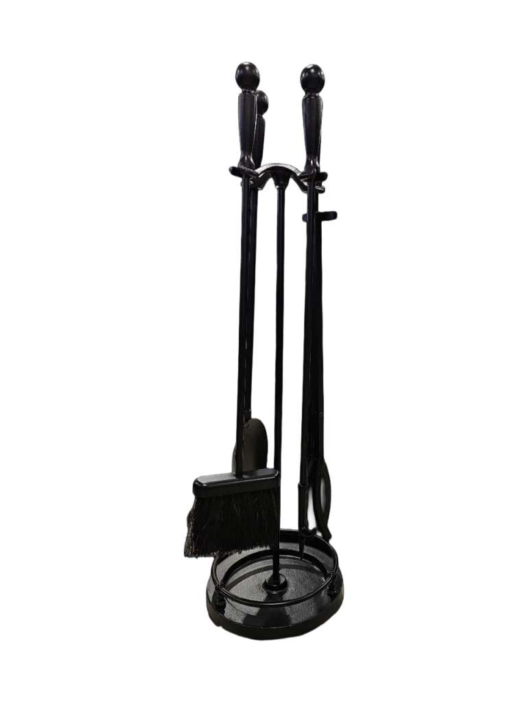 طقم إكسسوارات مدفأة – قاعدة دائرية باللون الأسود