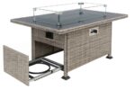 Heat-Resistant Fire Pit Table with Glass Surface and Metal Base – Gray Steel Design - Image 2