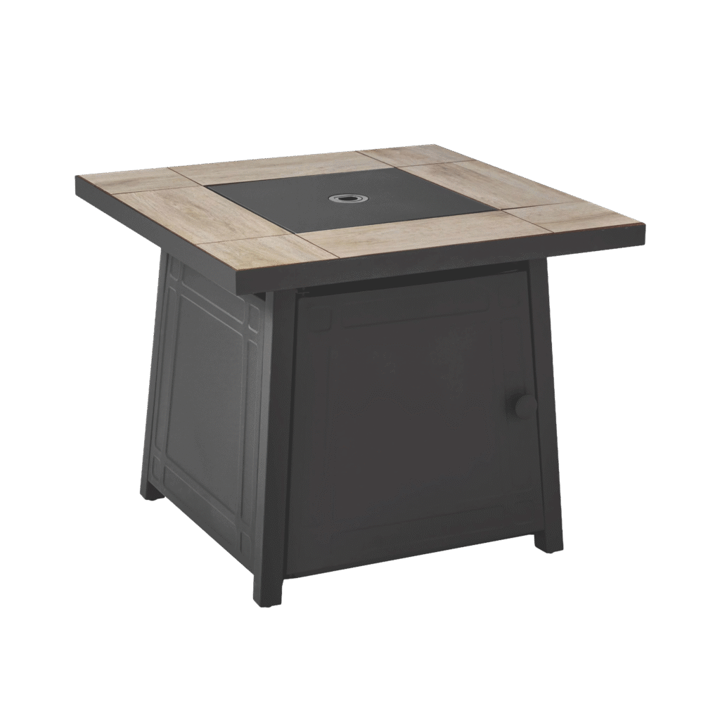 Mainstays 30" Square Tile Top Gas Fire Pit Table – 50,000 BTU, Black Finish