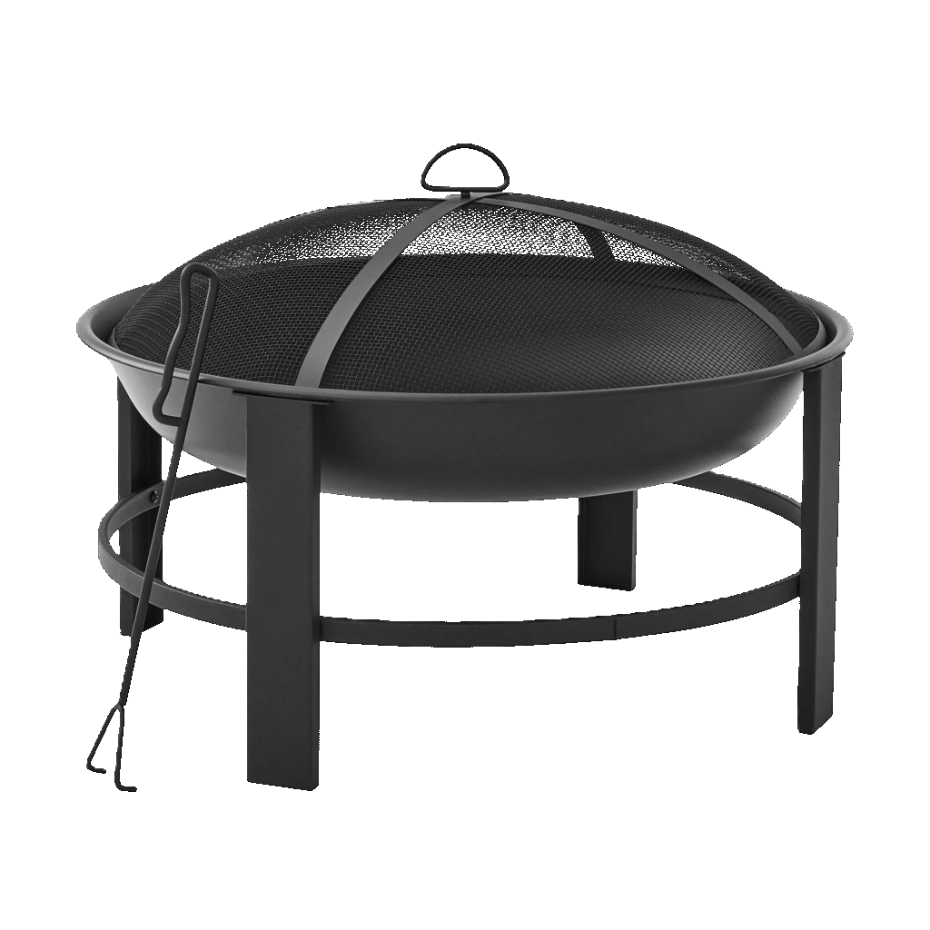 Mainstays 28" Round Wood Burning Fire Pit – Steel Frame, Black Finish